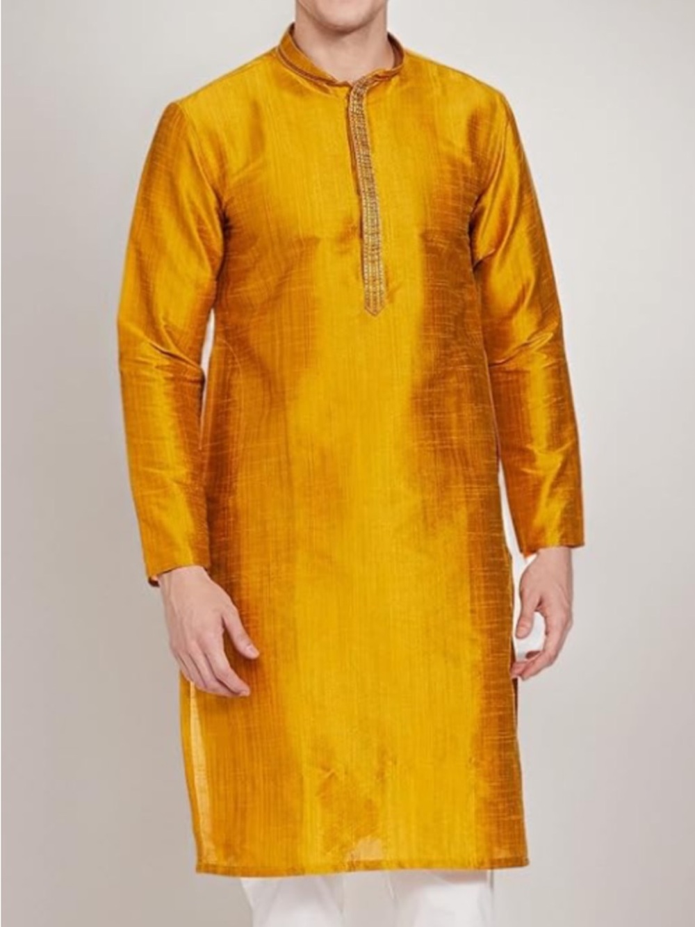 Mebaz Men's Golden Silk Kurta - Classic Festive Wear new with tag